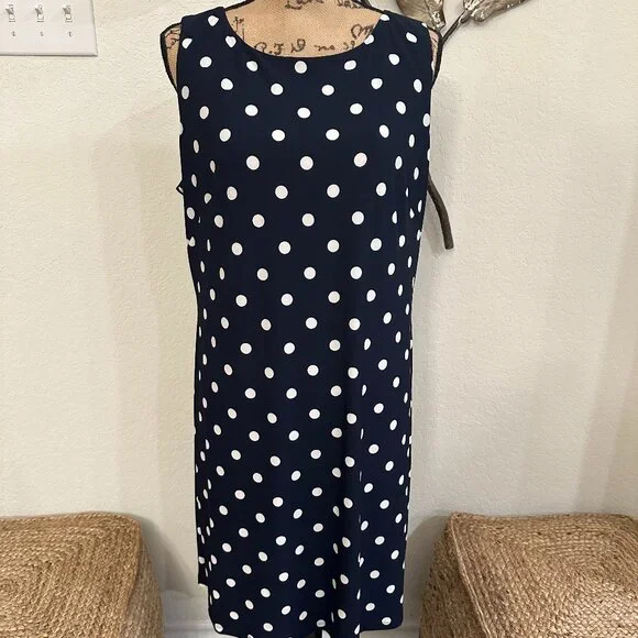American Living Black & White Polka Dot Sleeveless Sheath Dress – Size 16 - Picture 2 of 4